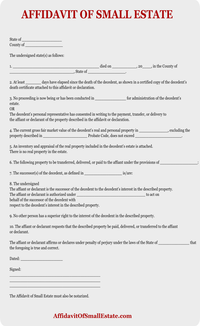 Small Estate Affidavit Form Fill Out And Sign Printable Pdf Template Images 6562